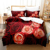 Red Flower Duvet Covers Set Full Size Rose Quilt Cover 200x230cm 210x210cm Bedding Sets 3pcs 2pcs King Queen Single Double Bed