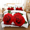 Red Flower Duvet Covers Set Full Size Rose Quilt Cover 200x230cm 210x210cm Bedding Sets 3pcs 2pcs King Queen Single Double Bed
