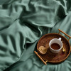 Sondeson Luxury 100% Silk Green Bedding Set 25 Momme Silk Healthy Skin Duvet Cover Set Flat Sheet Pillowcase Queen King Bed Set