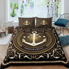 Anchor Nautical Steamboat Bedding Set Ocean Coastal Theme Blue and White Strip Quilt Cover for Kids Adults King Size Duvet Cover