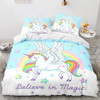 Unicorn Duvet Cover Set Cartoon Galaxy Rainbow Colourful Unicorn Cute Romantic Theme for Kids Girls Polyester Comforter Cover