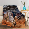 Five Galloping Horses Blanket Printed Throw Blanket Plush Fluffy Flannel Fleece Blanket Soft Throws for Sofa Couch and Bed