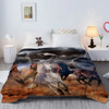 Five Galloping Horses Blanket Printed Throw Blanket Plush Fluffy Flannel Fleece Blanket Soft Throws for Sofa Couch and Bed