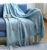 Textured Knitted Throw Blankets with Tassels Cozy Woven Decorative Boho Bed Blanket for Sofa Bed Chair Pattern for All Seasons