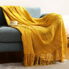 Boho Woven Throw Blanket with Tassels Jacquard Textured Boho Summer Cozy Farmhouse Throw Blankets Manta Para Sofá Yellow Khaki