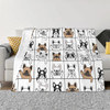 Cute French Bulldog Fleece Throw Blankets for Pets, Puppy, Sofa, Bed, Warm, Flannel, Bedding, Travel, Bedspreads