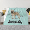 Cute French Bulldog Fleece Throw Blankets for Pets, Puppy, Sofa, Bed, Warm, Flannel, Bedding, Travel, Bedspreads