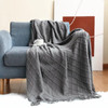 Inyahome Modern Christmas Decor Sage Green Knit Throw Blanket with Fringe Geometric Large Bed Throws Decorative Indoor Outdoor