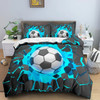 Football Duvet Cover Set 3D Print with Blue Crack Cool Sport Comforter Cover King Size for Kids Boys Girl Polyester Bedding Set
