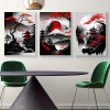 3pcs Frameless Japanese Natural Landscape Canvas Painting Black And Red Posters Vintage Ink Art Wall Prints For Living Room Home