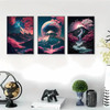 3pcs Frameless Japanese Natural Landscape Canvas Painting Black And Red Posters Vintage Ink Art Wall Prints For Living Room Home