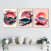 3pcs Frameless Japanese Natural Landscape Canvas Painting Black And Red Posters Vintage Ink Art Wall Prints For Living Room Home