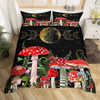 Mushroom Duvet Cover Set Burgundy Plant Fallen Leaves Bedding Set 2/3pcs for Kids Snail Print King Size Soft Comforter Cover