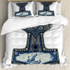 Viking Duvet Cover Set Mjollnir Bedding Set Scandinavian Folklore Motifs Northern Germanic Culture Comforter Cover Pillowcases