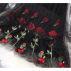 Skirt dress fashion cloth good-look Black mesh Rose embroidery lace fabric diy embroidered tutu fabric