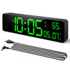 Digital Clock with Time, Date, Indoor Temperature, 2 Alarm Clocks, 12/24H, Snooze, 10" Large Display Clock for Wall Mount Desk