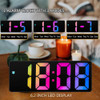 Led Mirror Digital Alarm Clock 12/24 Hours Adjustable Brightness Colorful Large Screen Desk Clocks Bedroom Desktop Decoration