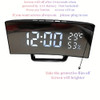 Curved Screen Digital Alarm Clock Temperature Date 2 Levels Brightness Adjustment Snooze Table Clock 12/24H Night Mode LED Clock