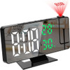180° Arm Projection Digital Alarm Clock Temperature Humidity Night Mode Snooze Table Clock 12/24H USB Projector LED Clock