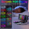 Dynamic RGB Projection Alarm Clock Digital Auto-dimming 180° Rotation Projector Table Clock 12H/24H Bedroom Electronic LED Clock