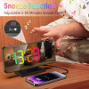 Dynamic RGB Projection Alarm Clock Digital Auto-dimming 180° Rotation Projector Table Clock 12H/24H Bedroom Electronic LED Clock