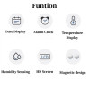 9.3x7.3x1.5cm Mini Alarm Clock Temperature Humidity Multifunction Magnetic Sucked Digital Clock Wall-mounted Electronic Clock