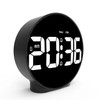 Aierwill N16 Round Alarm Clock with Snooze Calendar 12/24H Week Digital LED Tables Clock for Bedrooms Bedside Desk Shelf