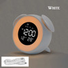 Bedside Sunrise Sunset Wake Up Light Digital Led Music Alarm Mirror Clock Bedroom Desk Calendar Snooze Clock Table Phone Charger