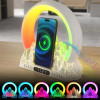 LED Digital Alarm Clock Bedside Desk With Bluetooth Speaker Ambient Light Wireless Charging Function Radio For Home Decorations