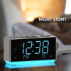 Dual Alarm Clock with FM Radio USB Charging Night Light Snooze Dimmer Control Bluetooth Speaker Temperature & Humidity Display