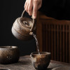 Japanese Ceramic Teapot Tea Set Retro Kung Fu Tea Set Household Handle Pot With Filter Teaware Kitchen Dining Bar Home Garden