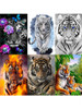 5D Diamond Painting Animals Full Square Drill Diamond Mosaic Tiger Flowers Diamond Embroidery DIY Rhinestones Mosaic Home Decor