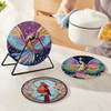 DIY Rhinestone Painting Placemats Round Wooden Kitchen Dish Mat Rhinestone Painting Coaster Butterfly Diamond Painted Placemats