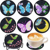6Pcs/set DIY Diamond Painting Coaster Butterfly Drink Cup Cushion Non-slip Table Placemat Insulation Pad Kitchen Accessories