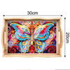 New 5D diamond painting dinner plate Wooden tray Lion butterfly puppy design kitchen supplies trays