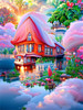 AZQSD Diamond Embroidery House Fantasy Needlework Art Handmade Gift Painting New Collection Landscape Garden Rhinestones