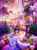 AZQSD Diamond Embroidery House Fantasy Needlework Art Handmade Gift Painting New Collection Landscape Garden Rhinestones