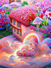 AZQSD Diamond Embroidery House Fantasy Needlework Art Handmade Gift Painting New Collection Landscape Garden Rhinestones