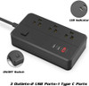 Power Strip with 2 USB & 1 Type-C Ports 3 Outlet, Desktop Charging Station 4 ft Extension Cord for Cruise Ship, Dorm Room Multi