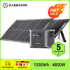 Dabbsson Portable Power Station DBS1300 with 2x210W Solar Panel 1330Wh Solar Generator Rechargeable battery for Camping Emergenc