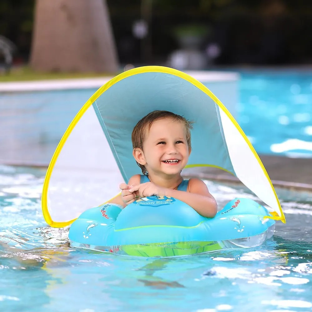 Baby Swimming Float With Canopy Kids Swim Pool Accessories Circle Toys ...