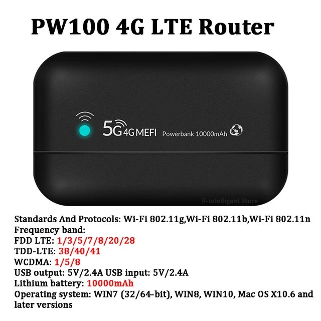 Portable WiFi Router 4G LTE WiFi Repeater 150Mbps 10000mAh Car Cottage ...