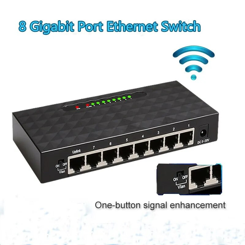 8 Port 1000Mbps Gigabit Network Switch Ethernet Smart Switcher High ...