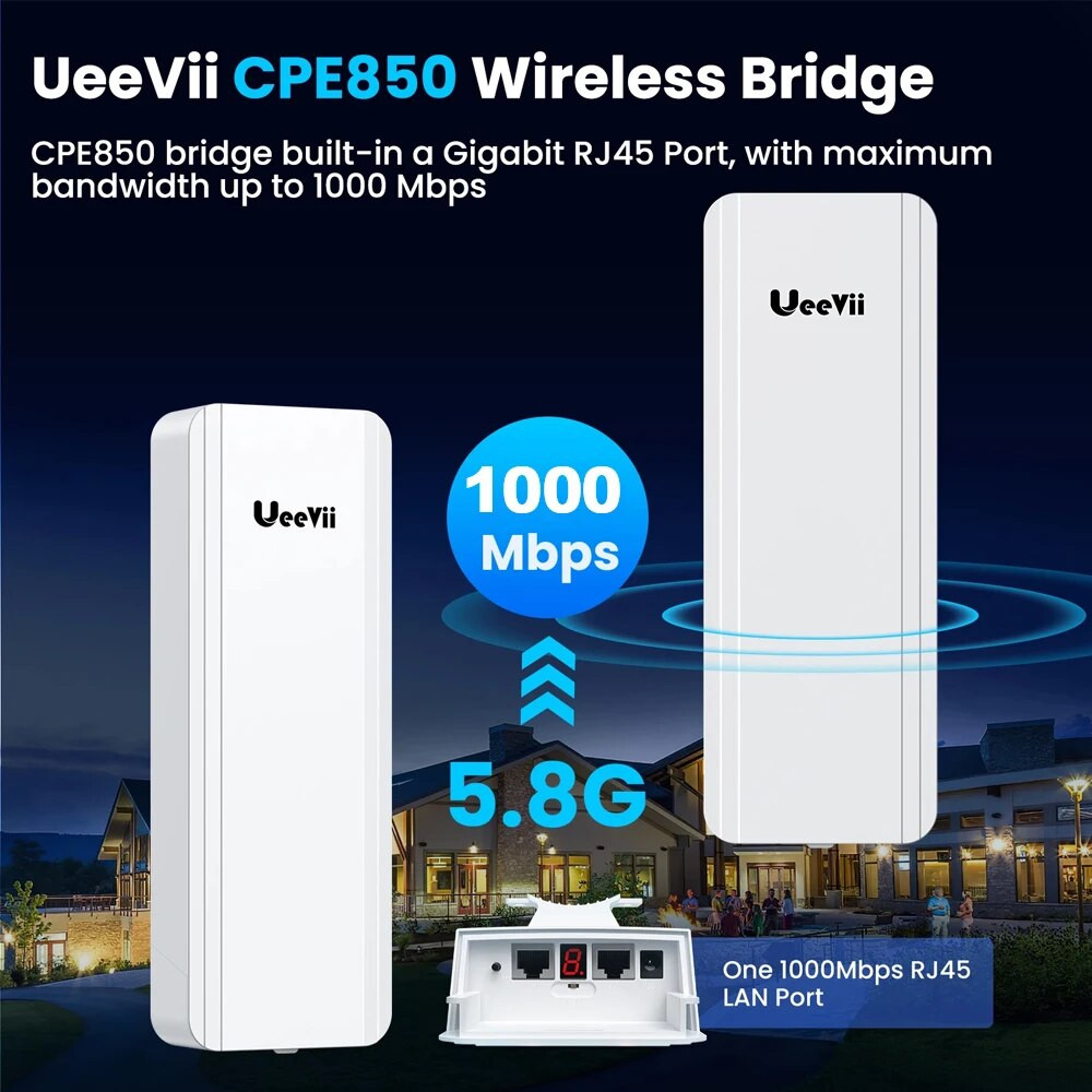UeeVii CPE850 5KM Long Range Extender Outdoor WIFI Router 1000Mbps 5 ...
