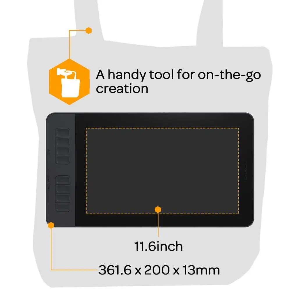 GAOMON PD1161 IPS HD Graphic Tablet Monitor With 8 Shortcut Key & 8192 ...