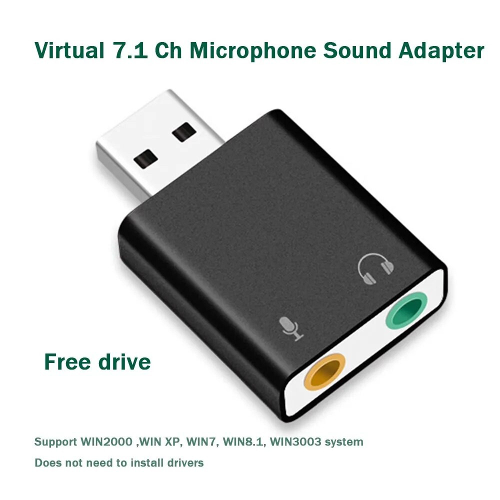 Sound Card USB Audio Interface Headphone Adapter Soundcard for Mic ...