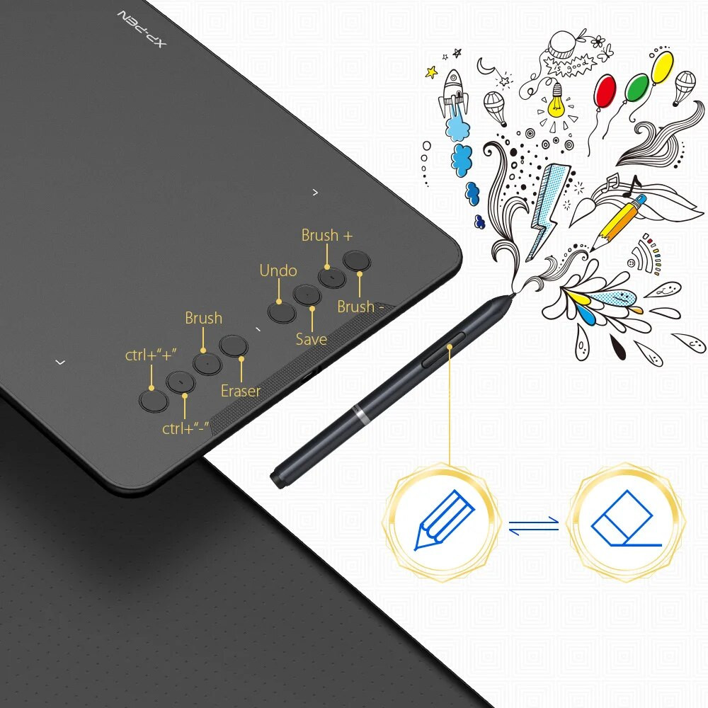 XPPen Drawing Graphics Tablet Star03 with 8 Hot Keys Battery Free 8192 ...