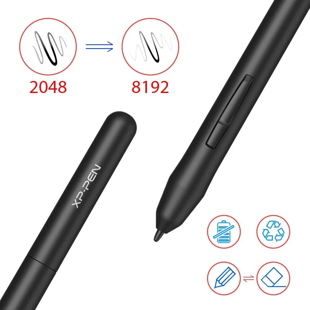 XPPen Drawing Graphics Tablet Star03 with 8 Hot Keys Battery Free 8192 ...