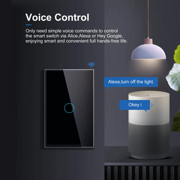 GIRIER Smart Wifi Touch Switch No Neutral Wire Required Smart Home 1/2/3 Gang Light Switch 100-240V Works with Alexa Hey Google