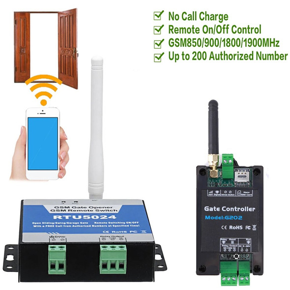 EU/US RTU5024 GSM Gate Opener Relay Switch Wireless Remote Control Door Access Long Antenna Free Call 850/900/1800/1900MHz